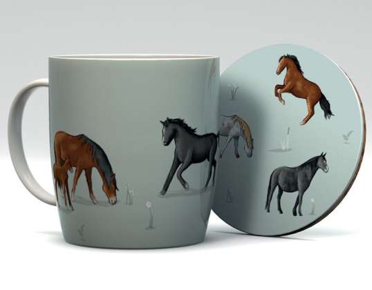 Willow Farm Pferde Tasse &amp; Untersetzer Set