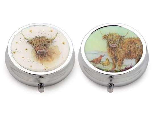 Jan Pashley Highland Coo Cow Pillbox per piece