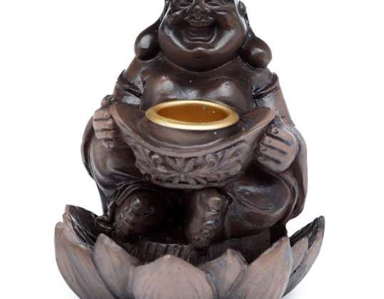 Peace of the East Wood Effect Lucky Buddha Reflux Incense Burner