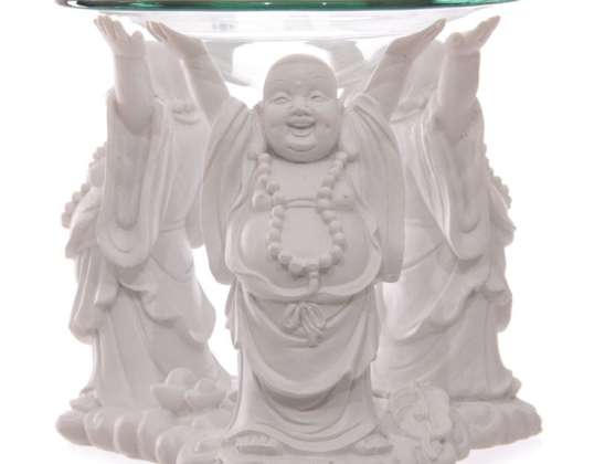 Weißer lachender Buddha Dutflampe 11cm