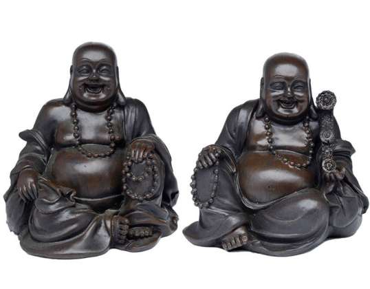 Paz de Oriente efecto madera cepillada feliz figura de Buda