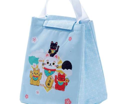 Maneki Neko Lucky Cat Cooler Bag Lunsjpose med klaff