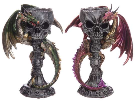 Dark Legends Dragon Skull krus telys holder