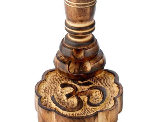 Om symbol carved mango wood reflux incense burner per piece