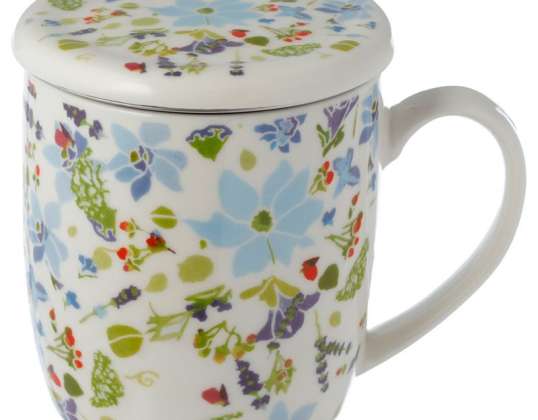 Julie Dodsworth Lavendel Tasse aus Porzellan mit Teeei und Deckel