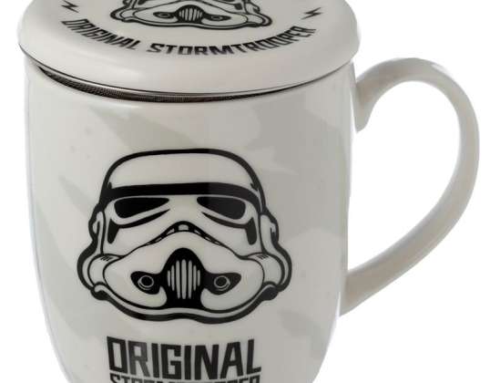 Originální porcelánový hrnek Stormtrooper s infuzérem čaje a víčkem