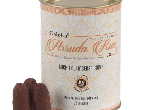 Goloka Backflow Reflux Arruda Rue Incens Cone per package