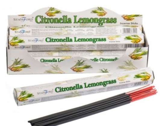 37316 "Stamford Premium" šešiakampiai smilkalai, "Citronella" žolė ir citrinžolė vienoje pakuotėje