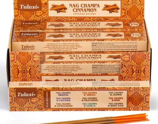 37292 Tulasi Cinnamon Nag Champa -suitsuketangot per pakkaus