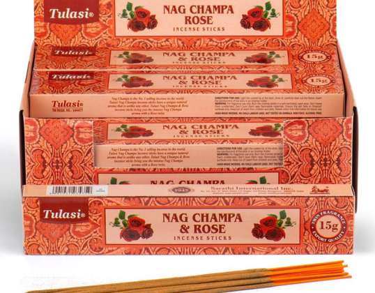 37296 Tulasi Rose Nag Champa Incenso Varas por embalagem