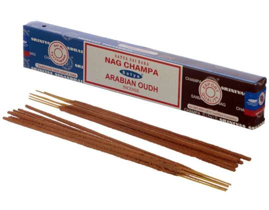 01302 Satya Nag Champa & Arabian Oudh incense sticks per package