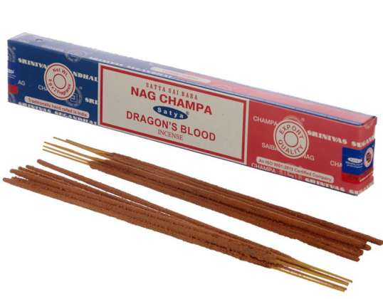 01312 Satya Nag Champa &; Dragon's Blood Wierook Sticks per verpakking