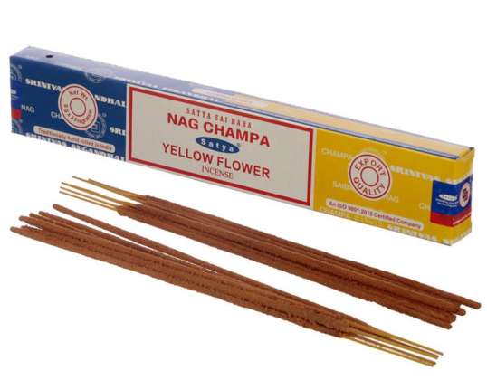 01341 Satya Nag Champa & Yellow Flower Incense Sticks por paquete