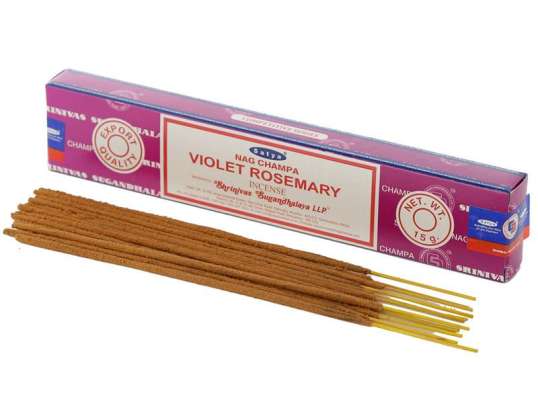 01367 Satya Violet Rosemary Nag Champa Wierook Sticks per verpakking