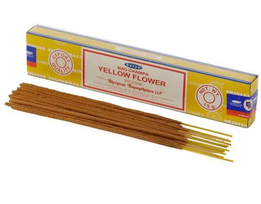 01368 Satya Yellow Flower Nag Champa Wierook Sticks per verpakking