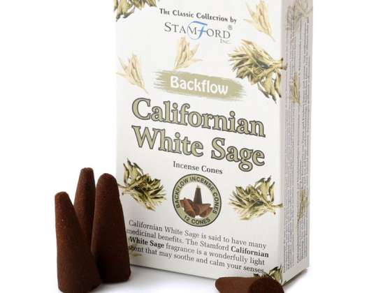 37421 Stamford Backflow Reflux Incenso Cone California White Sage por pacote