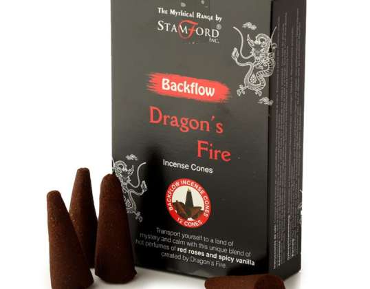 37482 Stamford Backflow Reflux Incense Cone Dragon Fire per package