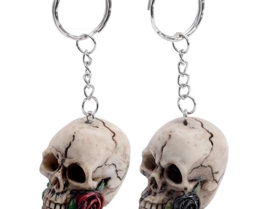 Skulls & Roses skull keychain per piece