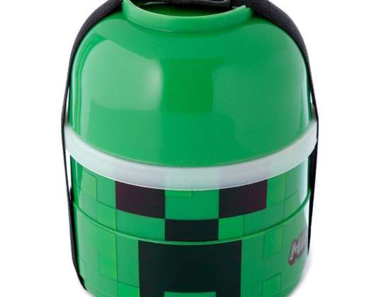 Minecraft Creeper Round Bento Box Lunchbox with 3 compartments