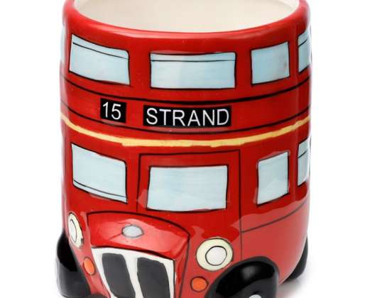 Naujo dizaino dviaukštis autobuso formos puodelis