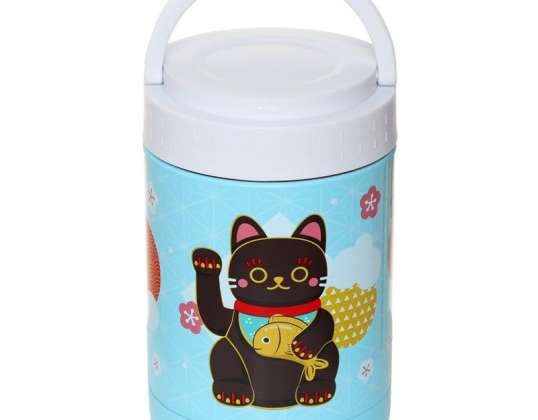 Maneki Neko Lucky Cat termo indelis / užkandžių puodelis 500ml