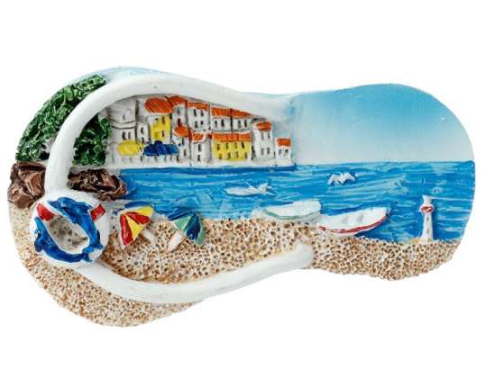 Beach Coast & Sea Magnet Flip Flop Scène de plage en forme de pièce