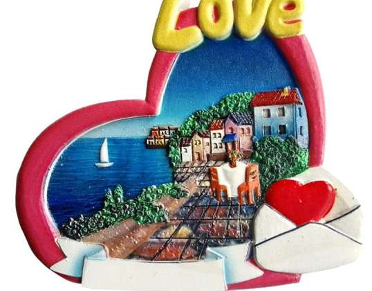 På kysten 3D suvenirmagnet kjærlighetsbrev i hjerteform per stykke