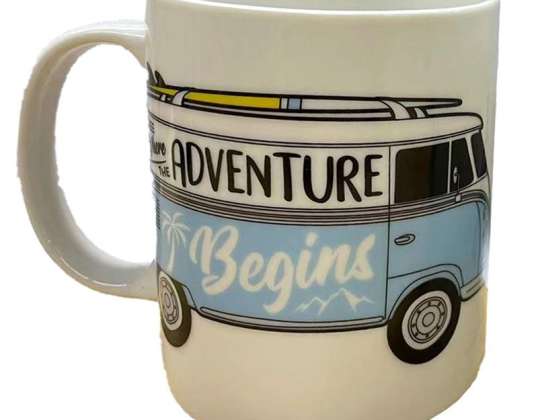 Volkswagen VW Bulli T1 Camper Bus Surf Begins porcelain mug