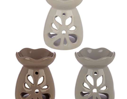 Eden Ceramic Grey and Pastel Flowers Fragrance Lamp for Oil & Wax