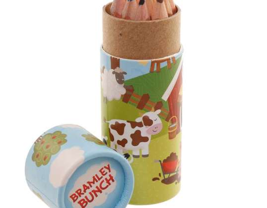 Bramley Bunch Farm Animals Pencil Pot with Colored Pencils per piece
