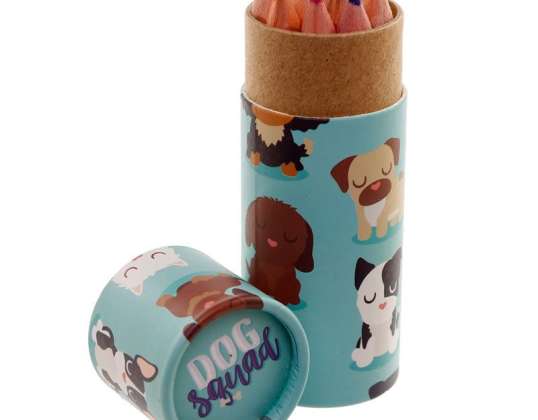 Dog Squad Dogs Shaped Pencil Pot with Colored Pencils Per Piece