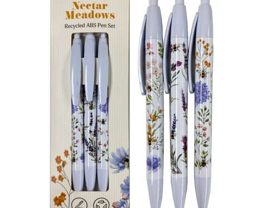 Nectar Meadows Bees Set of 3 pens made of recycled ABS RABS
