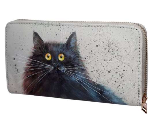 Kim Haskins cat wallet with zipper large