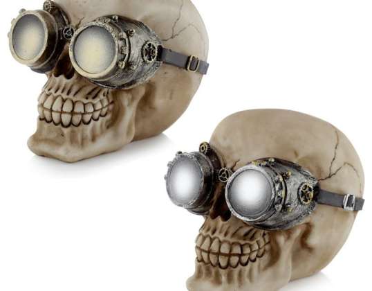 "Steam Punk" kaukolės ornamentas su akiniais