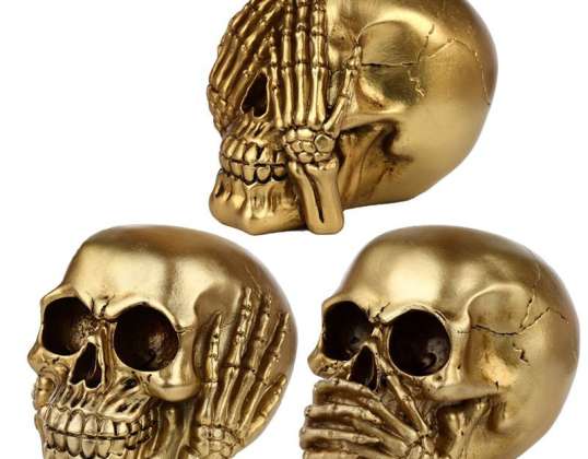 Hear nothing, see nothing, say nothing, gold, skulls, set of 3