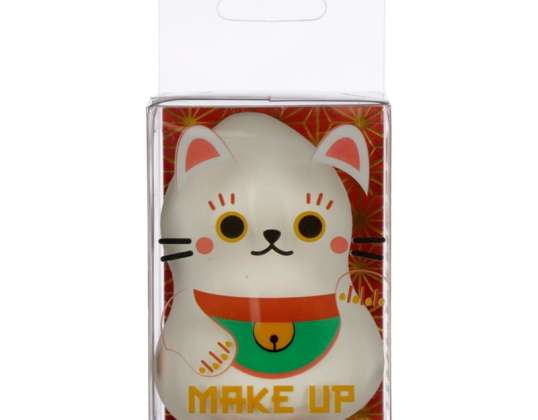 Maneki Neko Lucky Cat White Make Up Blender Sūklis gabalā