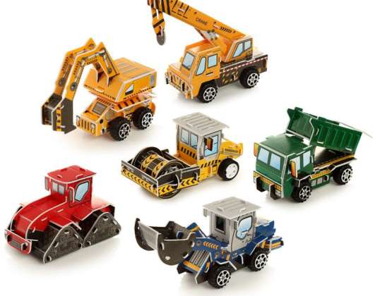 DIY Puzzle Retract Construction Trailer Toy Car Per Piece