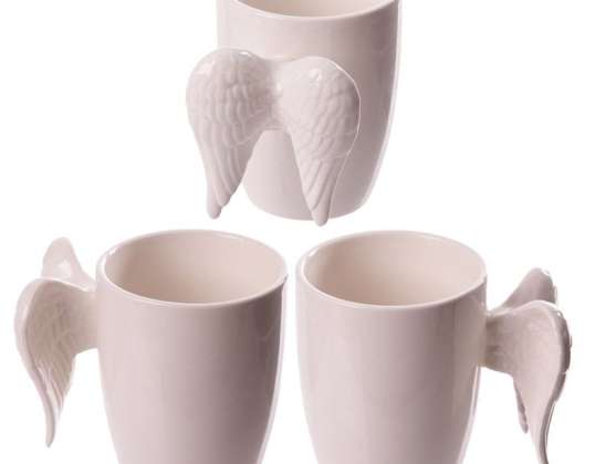 Angel with Wings White Shaped Handle Mug