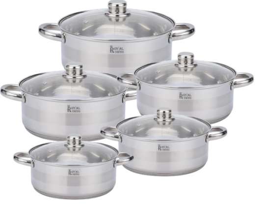 Set of 5 High Quality Stainless Steel Pots - Royal Swiss