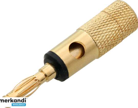 Banana plug GOLD twisted LARGE BLACK