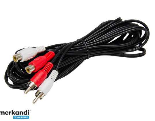 Cablu prelungitor RCA: 2xWT/2xGN 5 0m