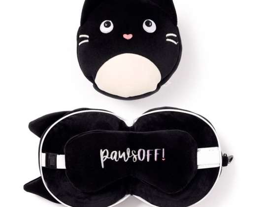 Relaxeazzz Pelúcia Felino Fine Cat Travel Pillow & Máscara de Olhos