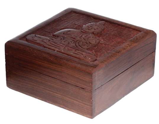 Sheesham Wood Carved Thai Buddha Jewelry Box