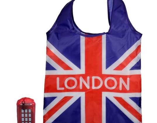 Foldable Shopping Bag London Icons Red Phone Booth Per Piece