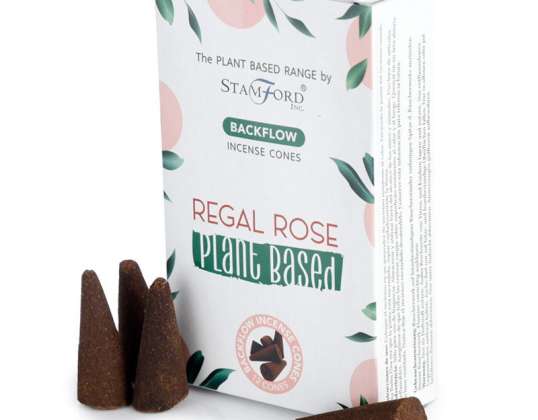 46424 Stamford Plant Based Backflow Reflux Incense Cone Royal Rose por paquete