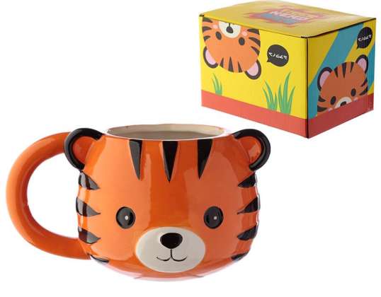 Adoramal's tiger head shaped cup made of dolomite ceramic