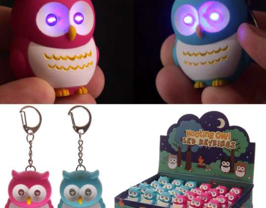 Pink and Blue Owls LED with Tone Keychain Per Piece