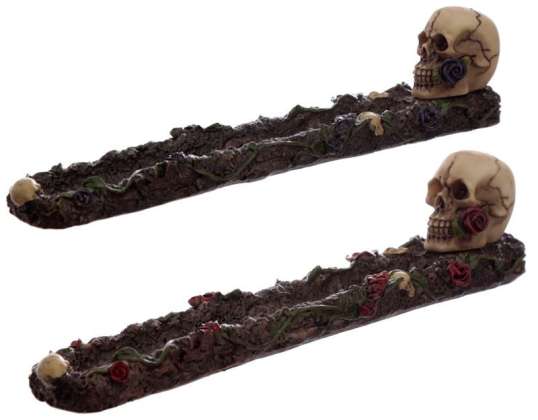 Skull and Roses skull incense burner incense holder per piece