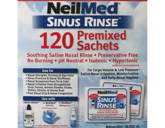 Neilmed Sinus Rinse Bulk Pack - 120 sachets pré-mélangés pour l’irrigation nasale