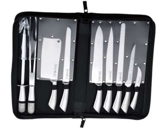 Royalty Line RL K10HL: 10 Pieces Stainless Steel Knife Set with Carrying Case